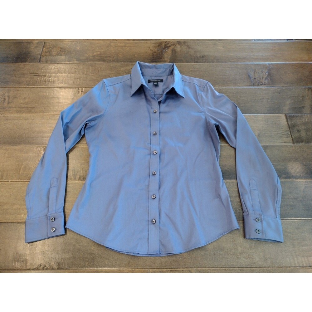 BANANA REPUBLIC Non Iron lavender gray long-sleeve Button Fitted Shirt - 10